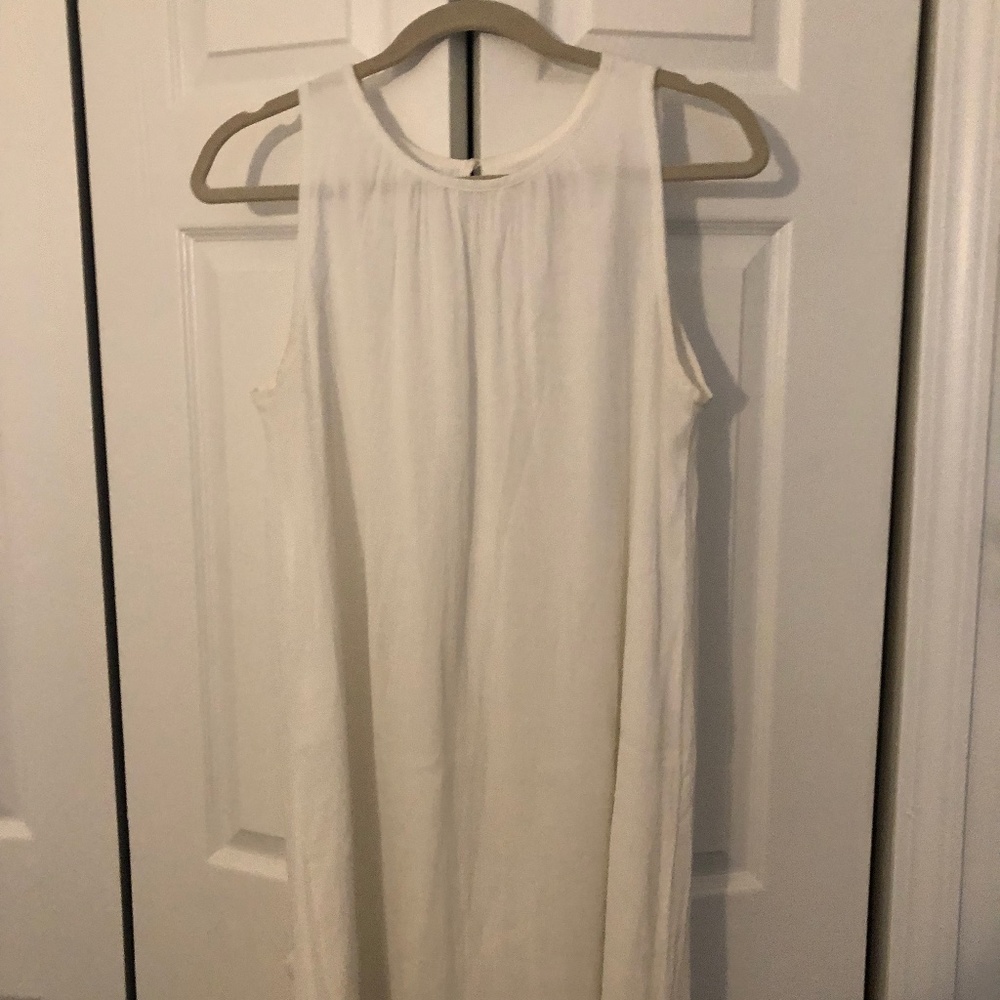 Loft White Rayon Dress with lining